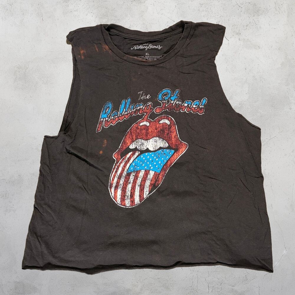 🎸 The Rolling Stones Tongue Rock Band Cutoff Tank Top Tagged Size XL 🇺🇸